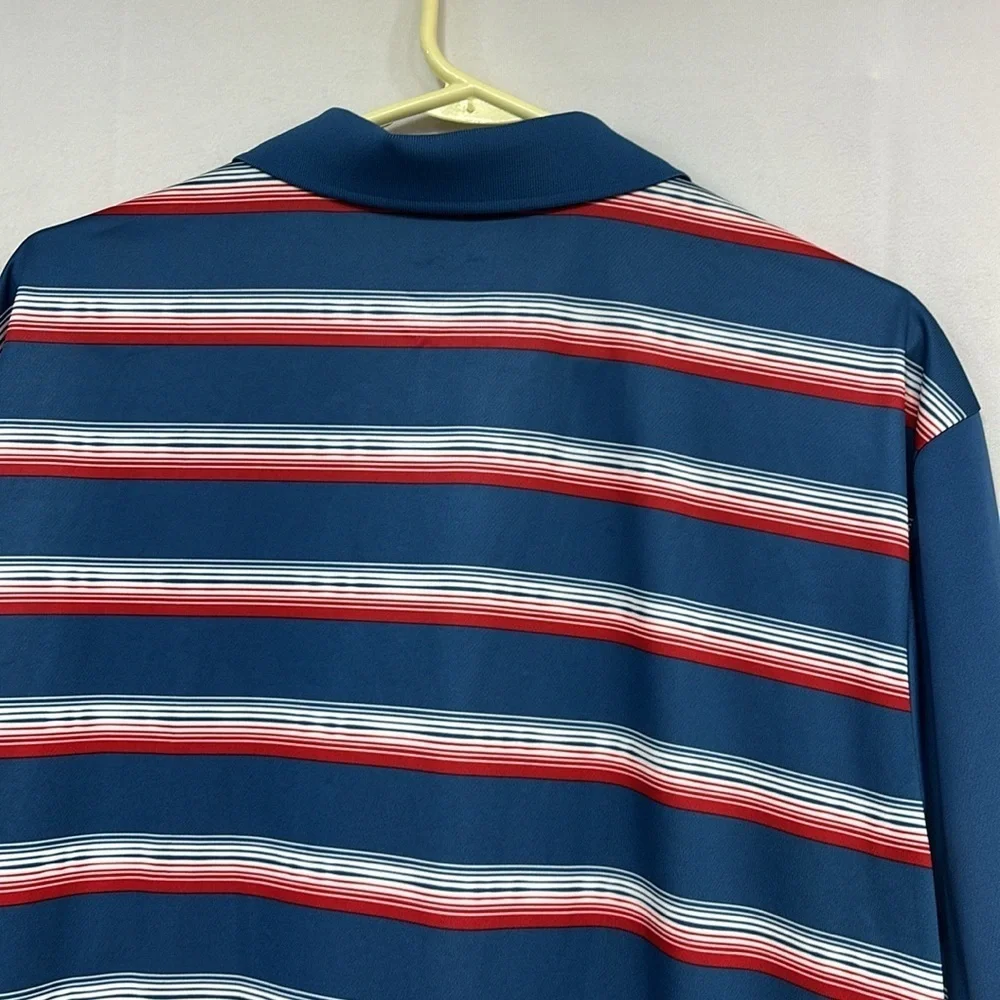 Adidas climacool 3 button down collard Blue Striped Polo Shirt xl